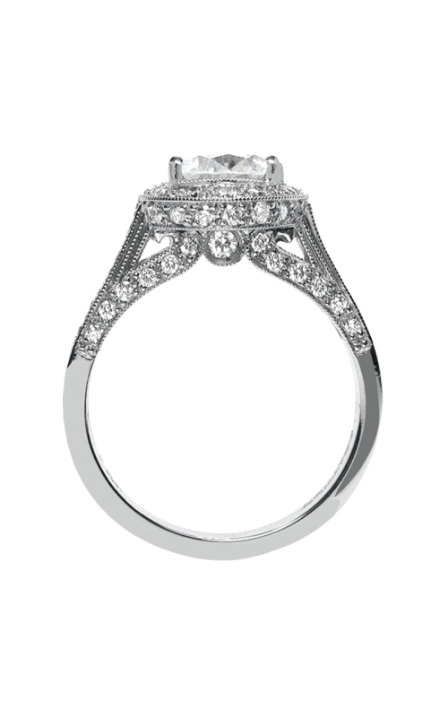 An white gold vintage inspired hidden halo ring.