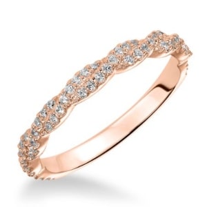 A 14k rose gold and diamond intertwining shank band from Goldman.