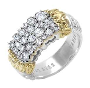 A Vahan mixed metal diamond ring crafted with 14k yellow gold and sterling silver.