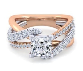 A modern princess cut diamond engagement ring from Gabriel & Co.