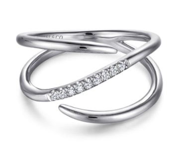 a wrap-around fashion ring with diamond accents from Gabriel & Co.