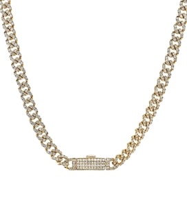 A chunky gold chain necklace with diamond accents from Simon G.
