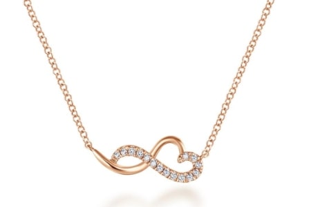 a rose gold heart pendant with diamond accents from Gabriel & Co.