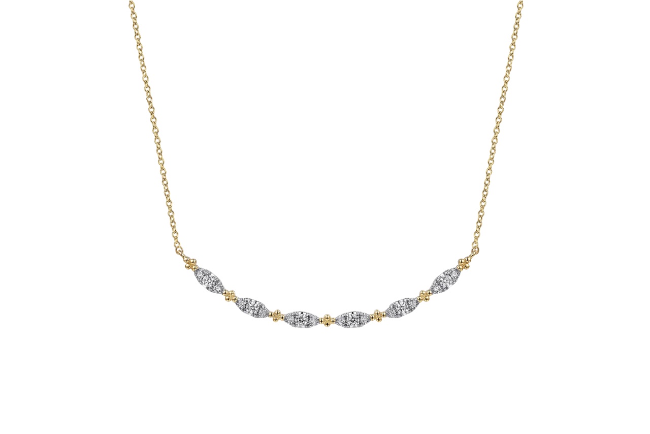 An image of the yellow gold and diamond bar cable chain necklace