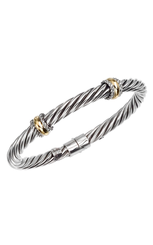 Sterling Silver (925) and 18K Yellow Gold Bangle Bracelet 001-610-01032