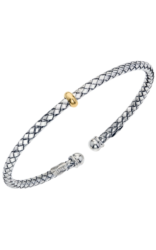 Sterling Silver (925) and 18K Yellow Gold Bangle Bracelet 001-610-01060
