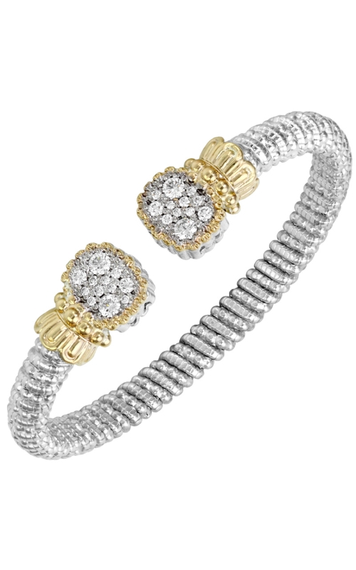 14K Yellow Gold and Sterling Silver (925) Bangle and Diamond Bracelet 001-855-00412