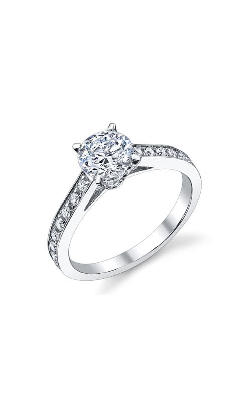 14K White Gold Sidestone Engagement Ring 001-140-00080
