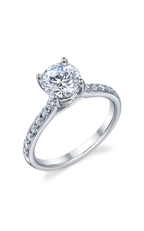 14K White Gold Sidestone Engagement Ring 001-140-00084