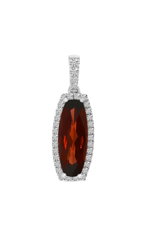 14K White Gold Gemstone, Halo and Pendant Necklace 001-230-00570