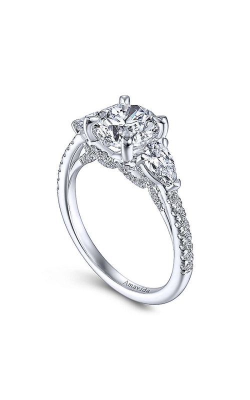 18K White Gold Sidestone Engagement Ring 001-100-00074