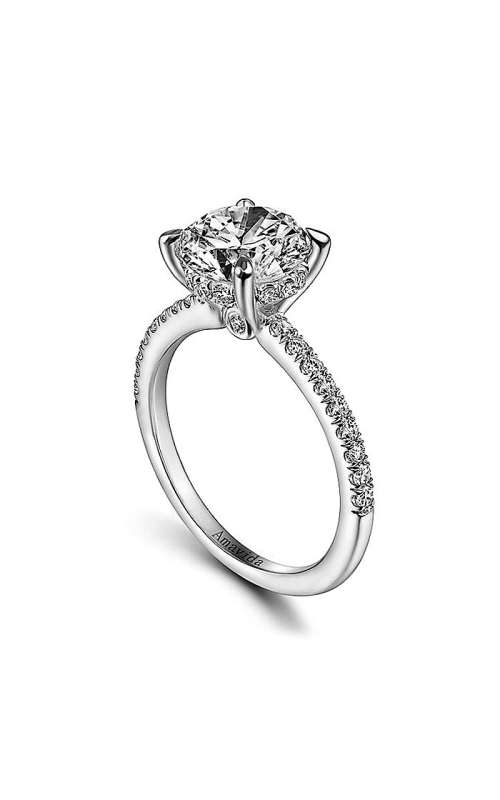 18K White Gold Sidestone Engagement Ring 001-100-00043