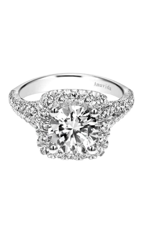 18K White Gold Halo Engagement Ring 001-100-00004