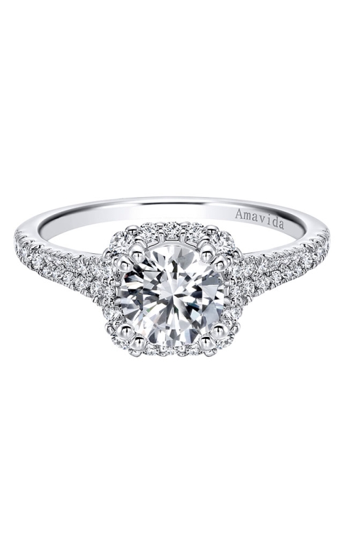 18K White Gold Halo Engagement Ring 001-100-00019