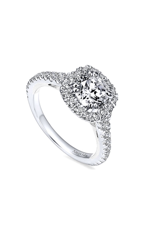 18K White Gold Halo Engagement Ring 001-100-00036