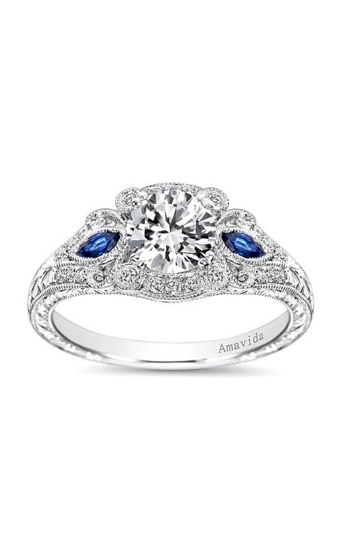 18K White Gold Sidestone Engagement Ring 001-100-00038