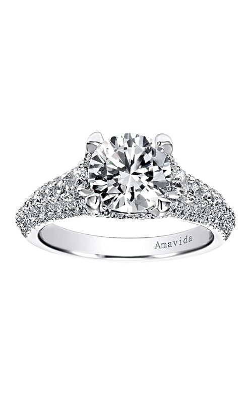 18K White Gold Sidestone Engagement Ring 001-100-00027