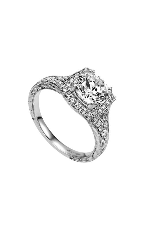 18K White Gold Halo Engagement Ring 001-100-00008