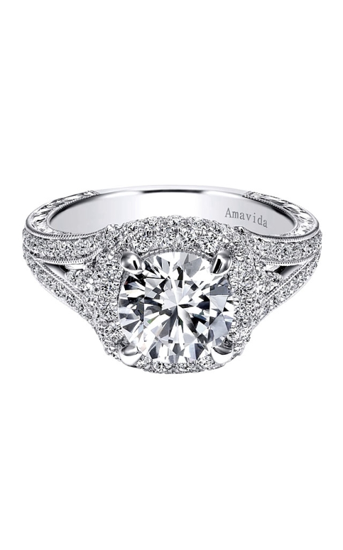 18K White Gold Halo Engagement Ring 001-100-00020