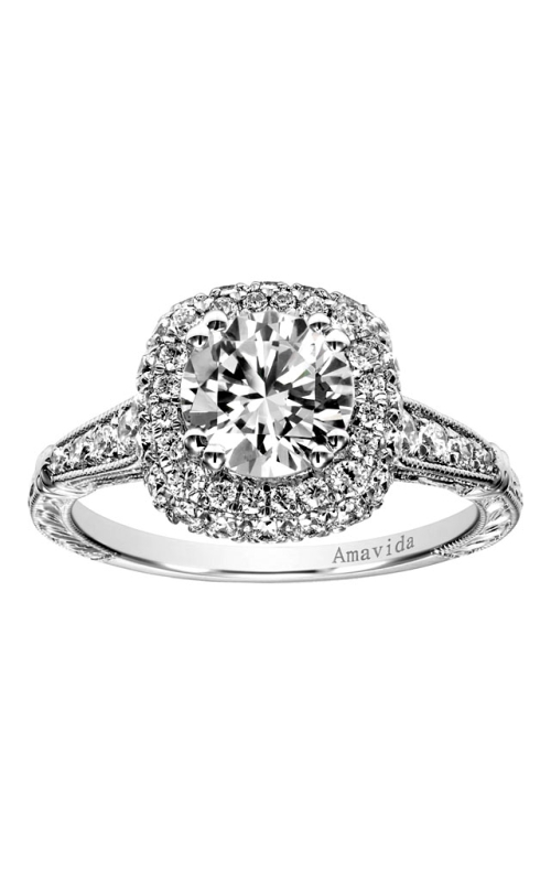 18K White Gold Halo Engagement Ring 001-100-00014