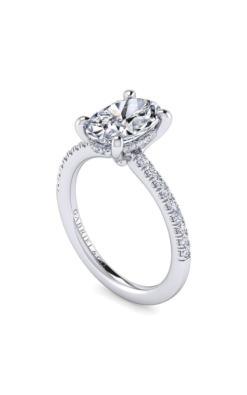 14K White Gold Sidestone Engagement Ring 001-140-00794