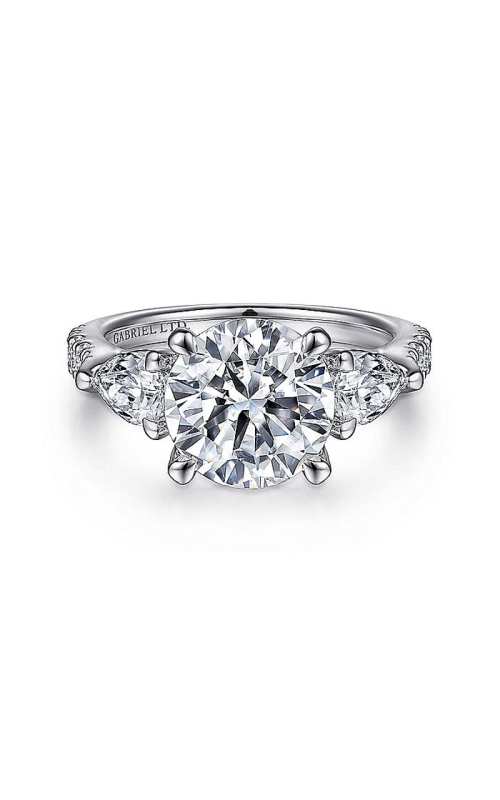 18K White Gold Three Stone Engagement Ring 001-140-00770