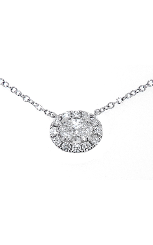 18K White Gold Diamond, Halo and Pendant Necklace 001-165-00698