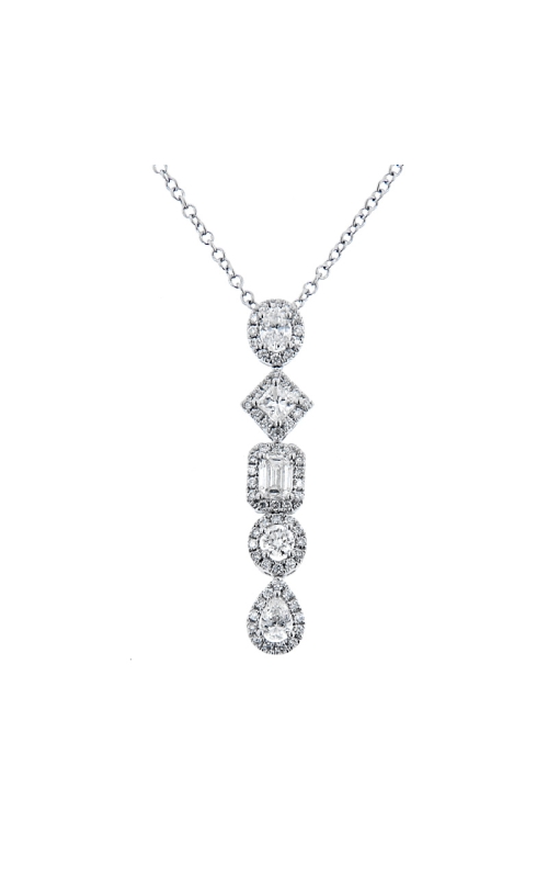 14K White Gold Diamond, Halo and Pendant Necklace 001-165-00700