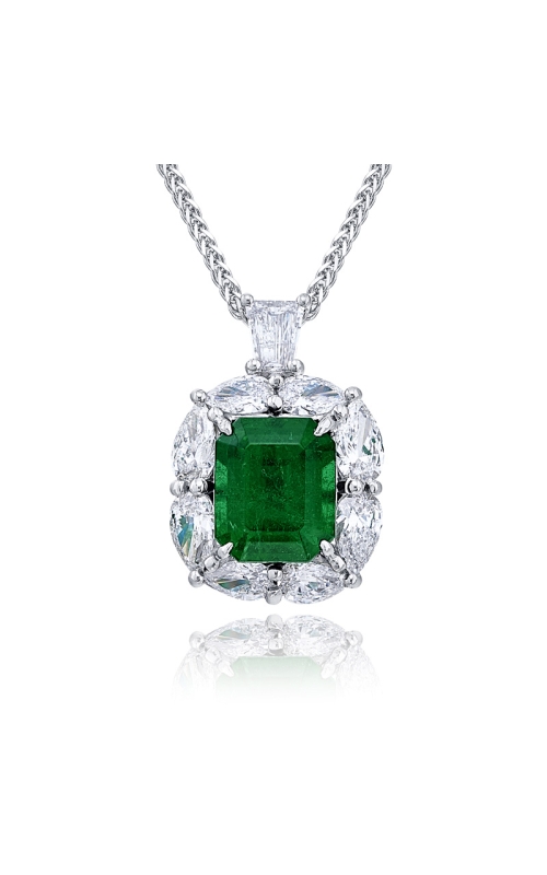 Platinum Diamond, Halo and Pendant Necklace 001-235-00283