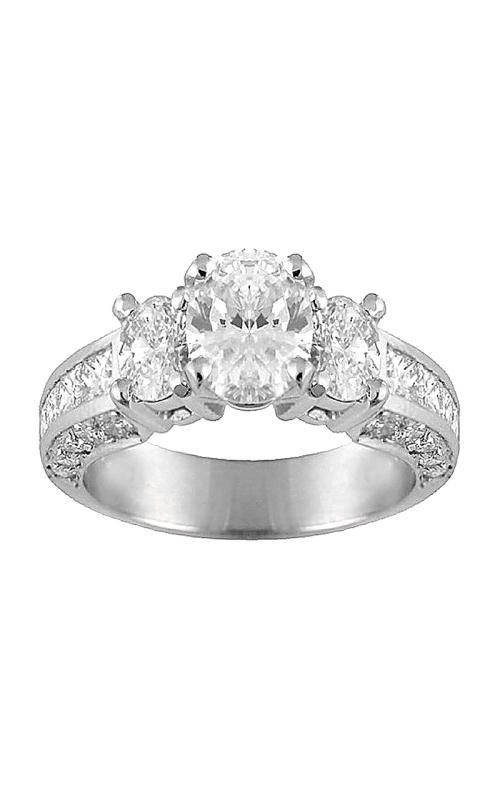14K White Gold Three Stone Engagement Ring 001-140-00022