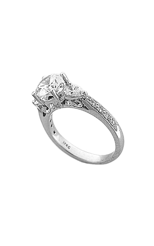 18K White Gold Three Stone Engagement Ring 001-140-00038