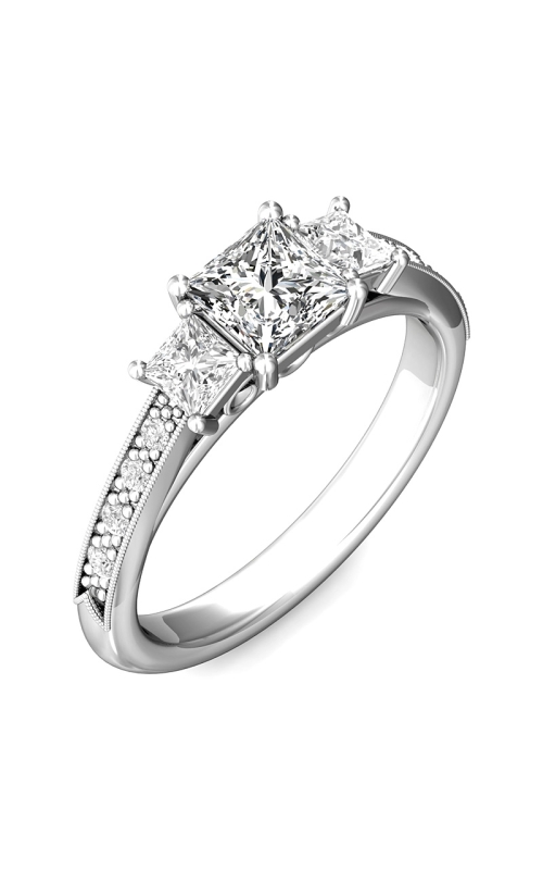 18K White Gold Three Stone Engagement Ring 001-140-00037