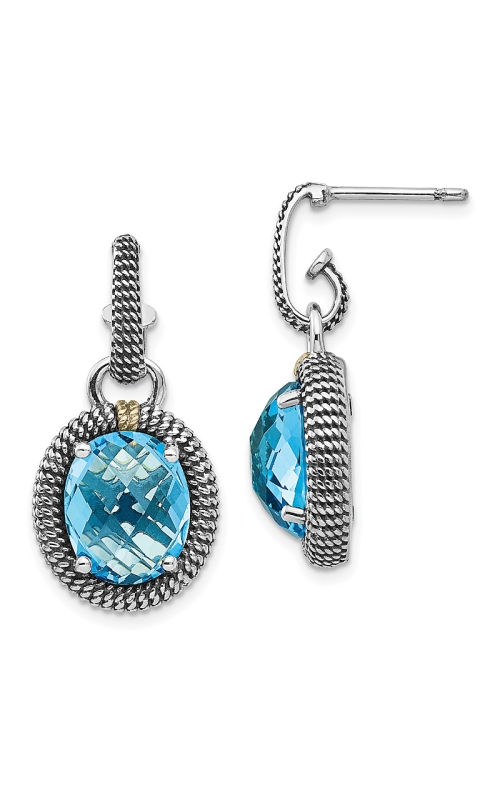 14K Yellow Gold and Sterling Silver (925) Drop Earring 001-645-00390