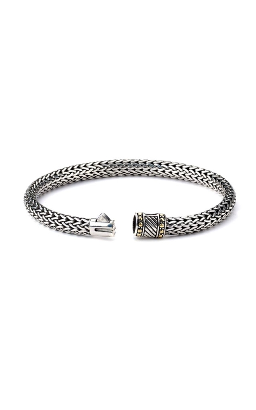 Sterling Silver (925) and 18K Yellow Gold Bangle Bracelet 001-610-00034