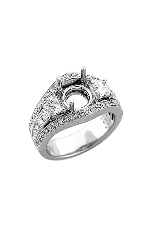 18K White Gold Three Stone Engagement Ring 001-140-00733
