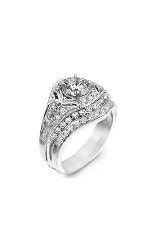 18K White Gold Sidestone Engagement Ring 001-140-00734