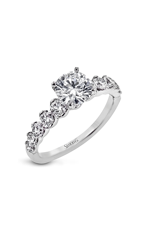 18K White Gold Sidestone Engagement Ring 001-140-00736