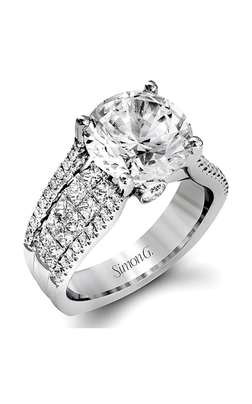18K White Gold Sidestone Engagement Ring 001-140-00737