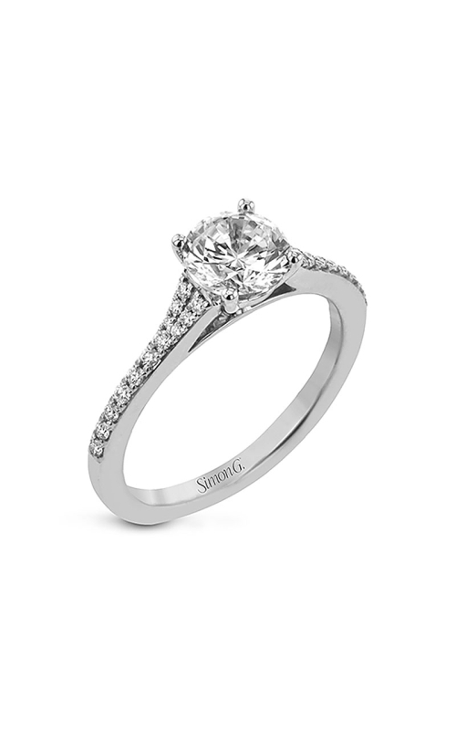 18K White Gold Sidestone Engagement Ring 001-140-00738
