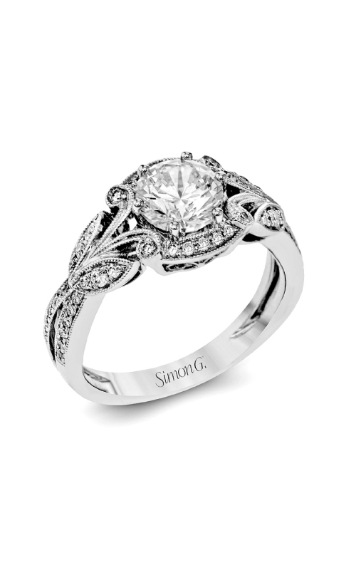 18K White Gold Sidestone Engagement Ring 001-140-00171