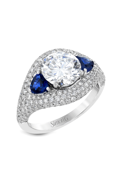 18K White Gold Sidestone Engagement Ring 001-140-00133