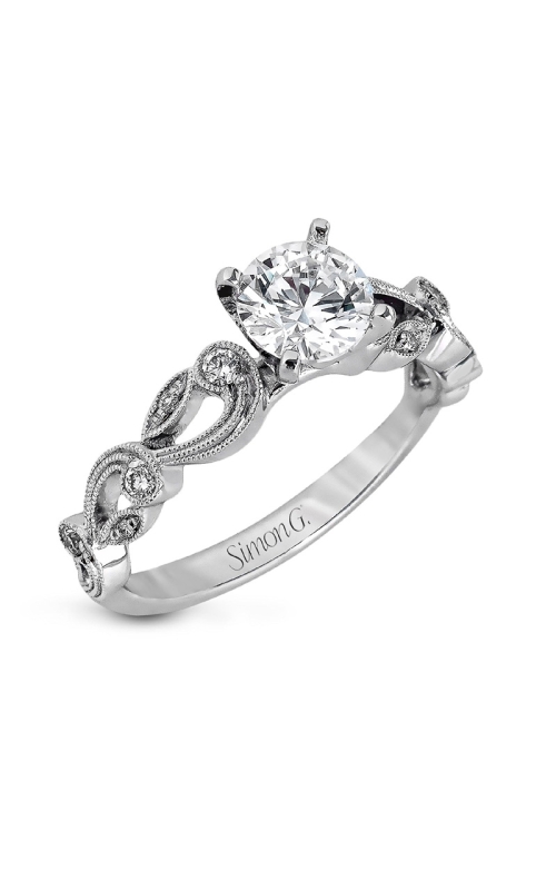 18K White Gold Sidestone Engagement Ring 001-140-00124