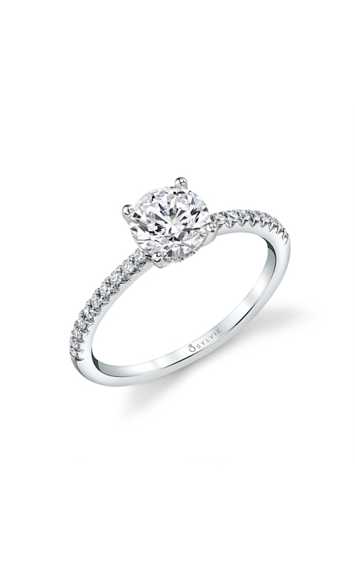 14K White Gold Sidestone Engagement Ring 001-140-00179
