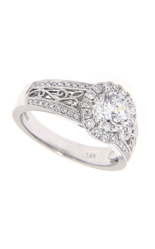 14K White Gold Halo Engagement Ring 001-140-00121