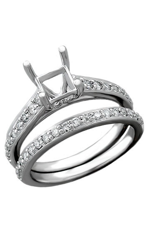 14K White Gold Sidestone Engagement Ring 001-140-00050