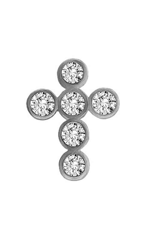 14K White Gold Cross and Diamond Necklace 001-160-00014