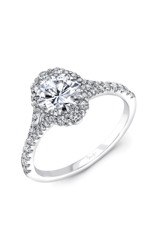14K White Gold Halo Engagement Ring 001-140-00774