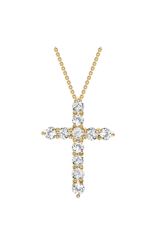 14K Yellow Gold Cross and Diamond Necklace 001-165-00815