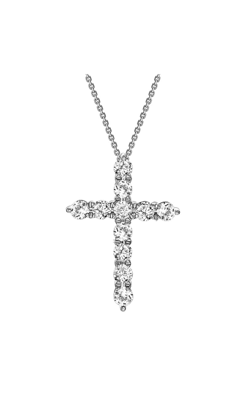 14K White Gold Cross and Diamond Necklace 001-165-00793