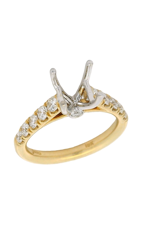18K Yellow Gold and 18K White Gold Sidestone Engagement Ring 001-140-00147